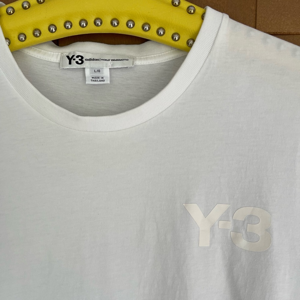 Y-3 Yohji Yamamoto and Adidas White Logo Tee, Size Large